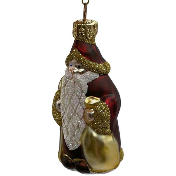 Patricia Breen Ornament Woodland Santa Claus Bordeaux Gold Christmas Tree Decor - Picture 6 of 10